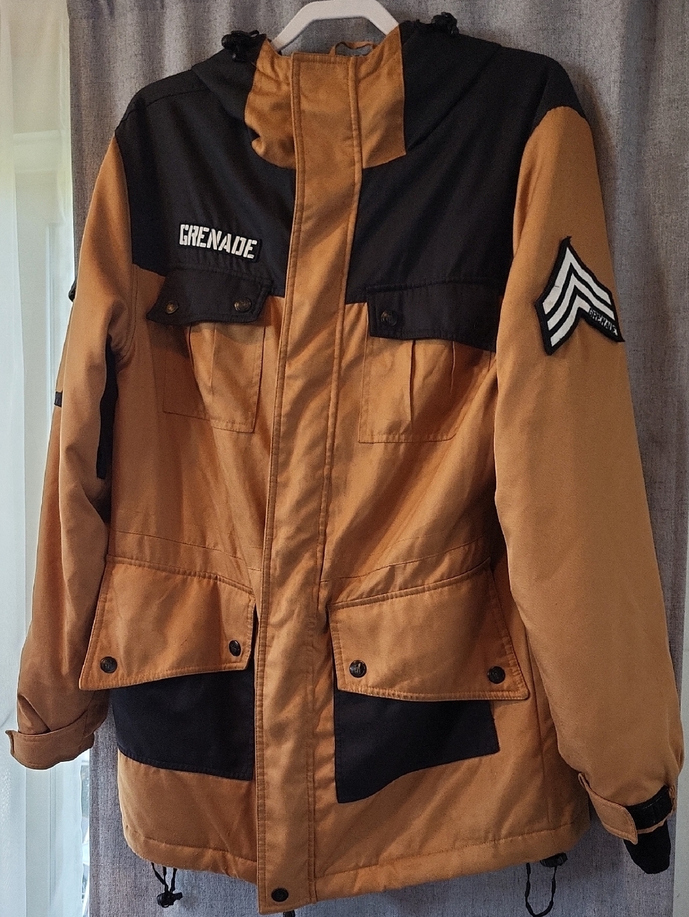 Grenade Two-Tone Brown and Black Parka Snowboard Winter Jacket